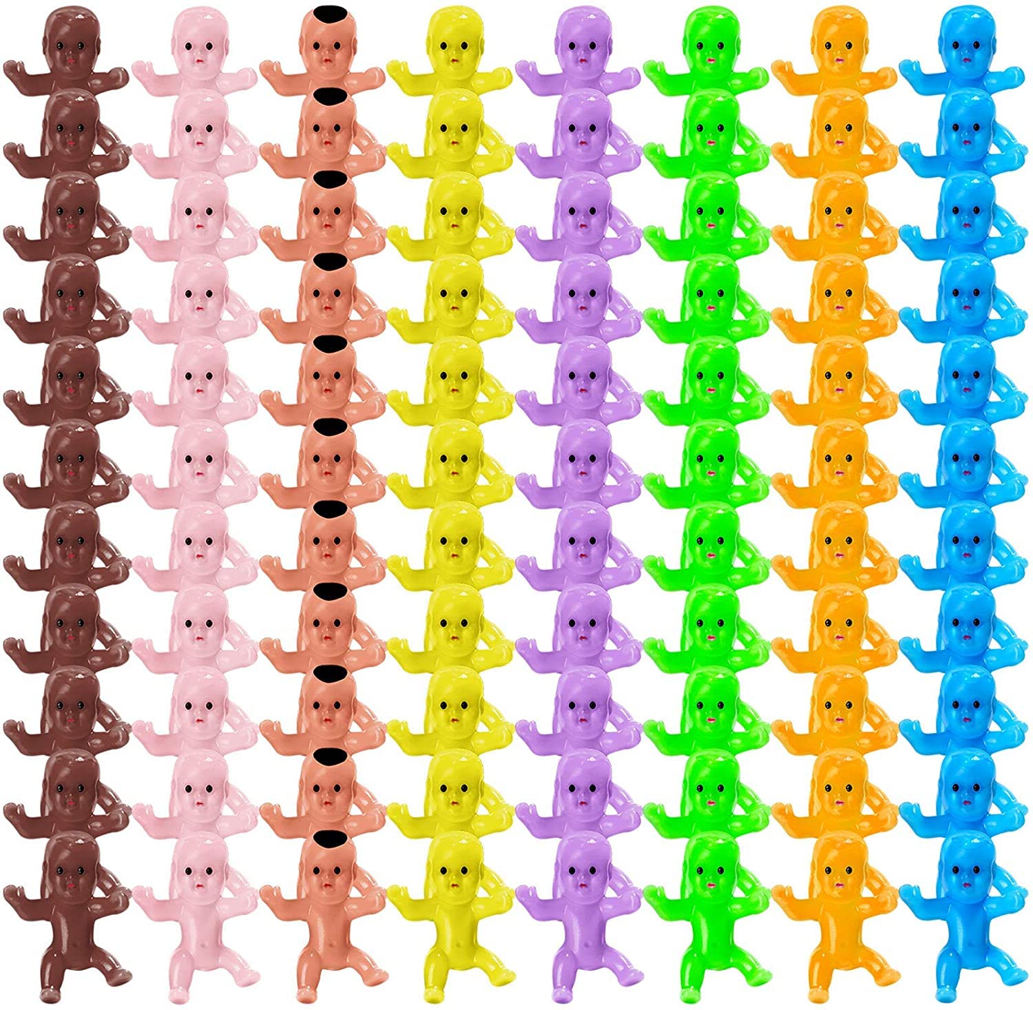 FFWHKONFFWHKON Mini Babies for Baby Shower - 80pcs Small Plastic Babies Tiny Baby Dolls for Party Favors Party Decorations Baby Bathing and Crafting, 8 Colors