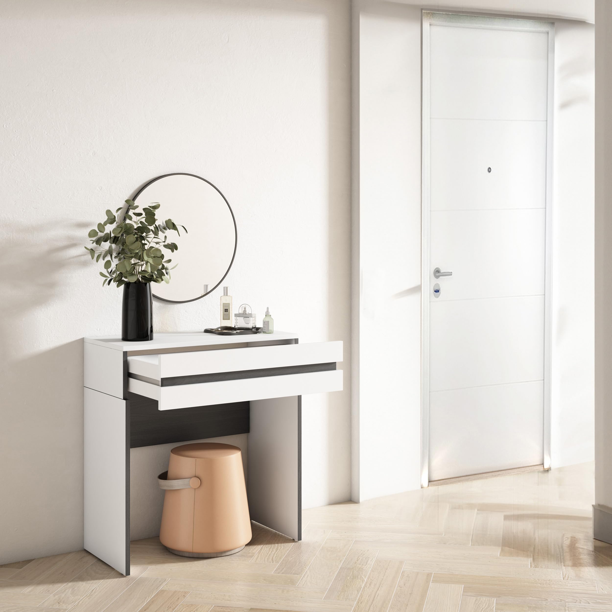 Skraut Home | Consolle Ingresso | Mobile ingresso corridoio | 70x75x35 cm | Con cassetto | Con stoccaggio | Stile moderno | Bianco