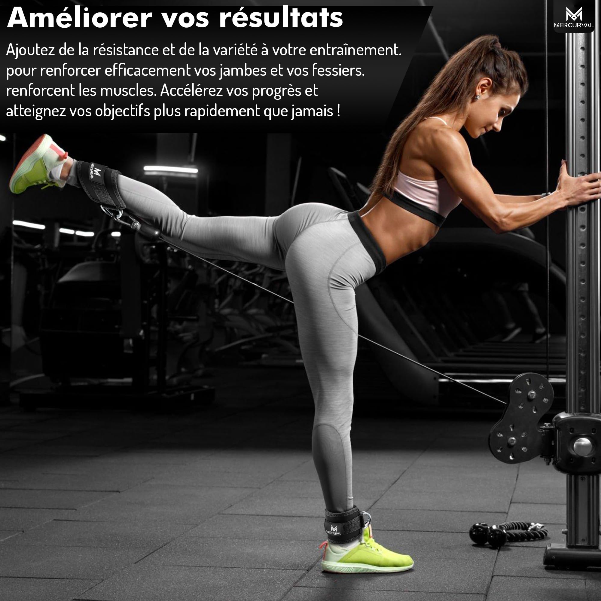 MERCURYAL 2 Sangle Cheville Musculation Poulie – Ankle Straps - Sangle Cheville (rembourré) - Accessoires pour Fitness et Musculation - Sangle Musculation pour Hommes et Femmes