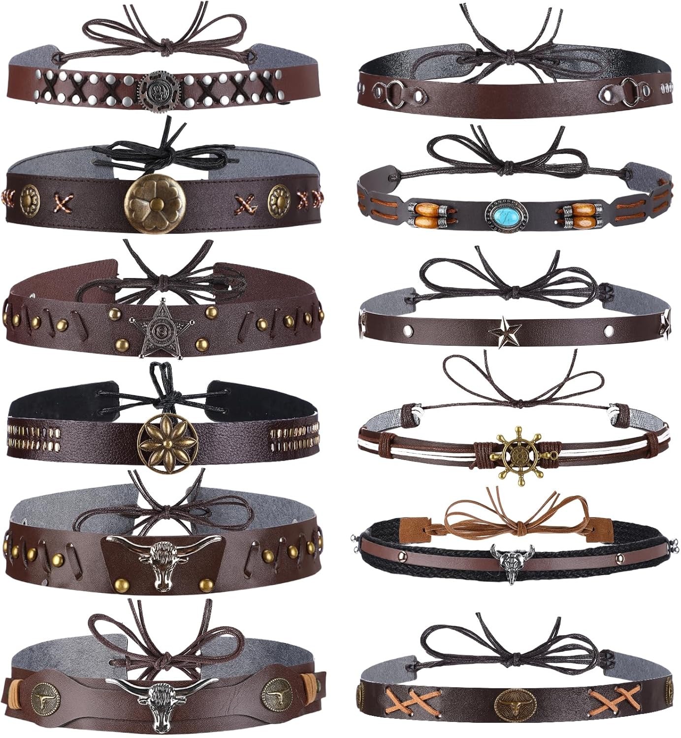 Rumia 12pcs Hat Bands for Women & Men - Western, Boho, Panama & Fedora Hat Accessories - 56-65cm