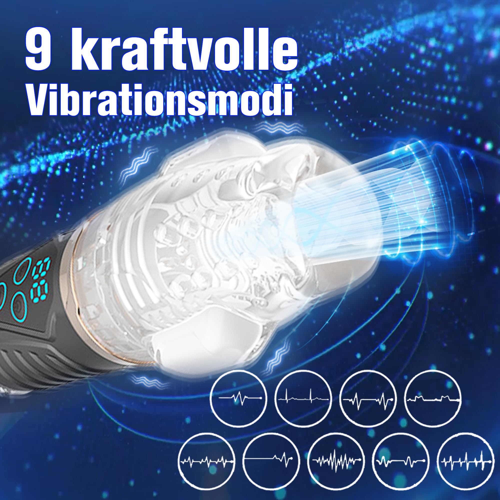 Jinqian Hochfrequenz Elektrischer Masturbator Cup Sex Spielzeug für die Männer Solo,Masturbieren für Männer Taschenmuschi mit 9 Vibrations 9 Saugmodi Blowjob Eichel Stimulation Penisvibrator Sex Toy