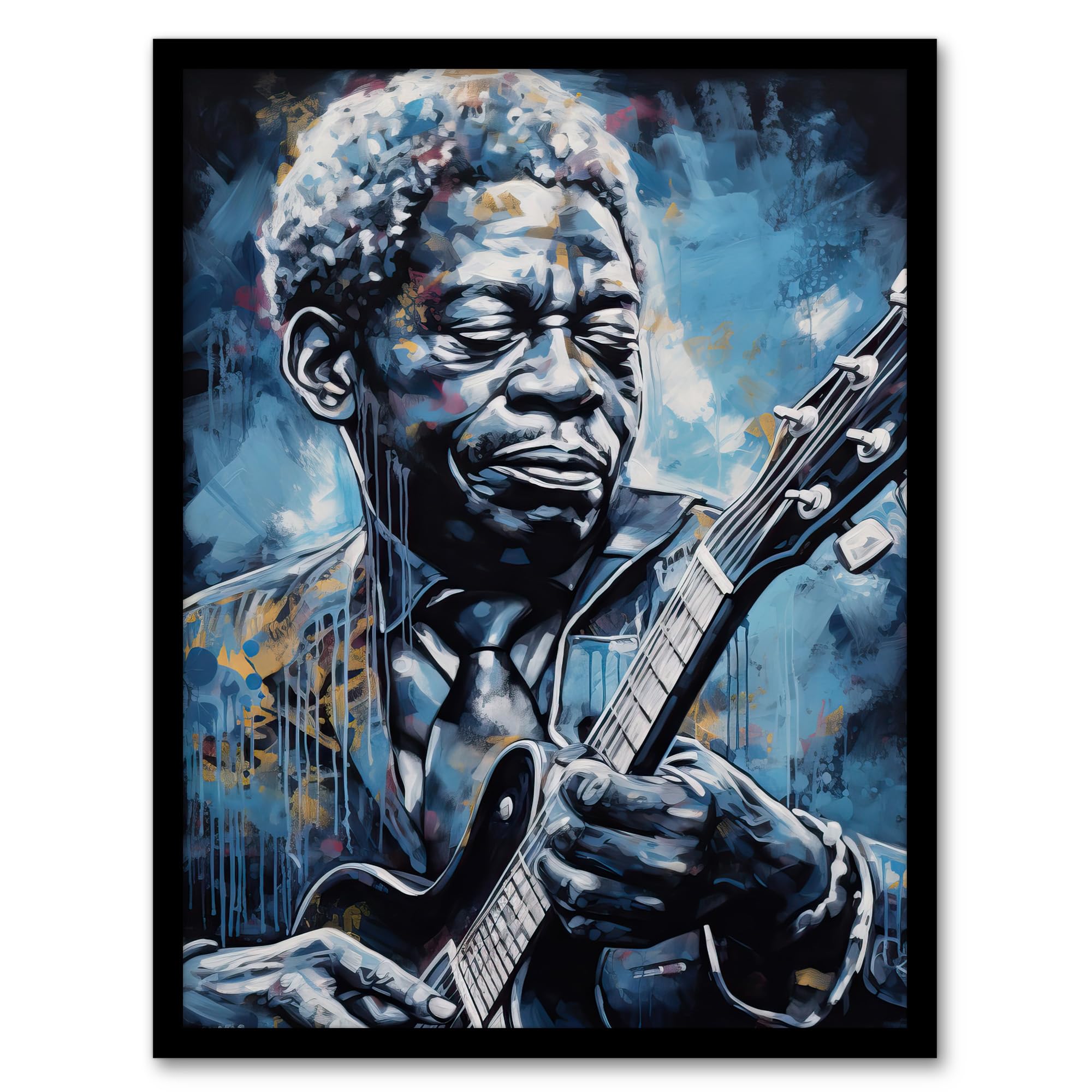 Artery8 Gospel Blues Melancholy Chicago Soul Musician Artwork Framed Wall Art Print A4