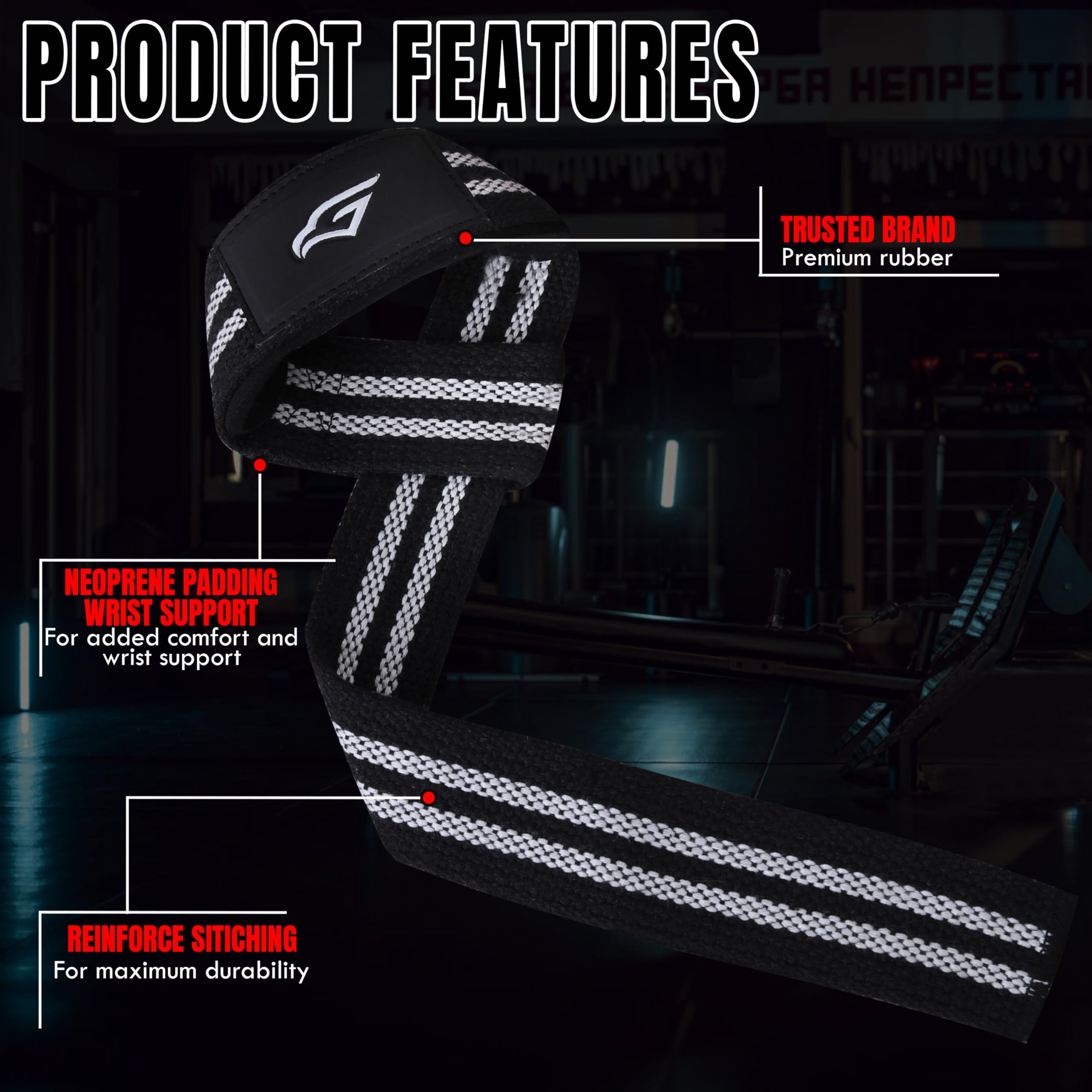 Gymhawk Lifting Straps – 24-inch Heavy Duty Weightlifting Wrist Straps with 4mm Padding – Non-Slip Grip for Powerlifting, Strength Training, Bodybuilding – Durable, Comfortable Workout Straps for Men & Women (WHITE-BLACK)