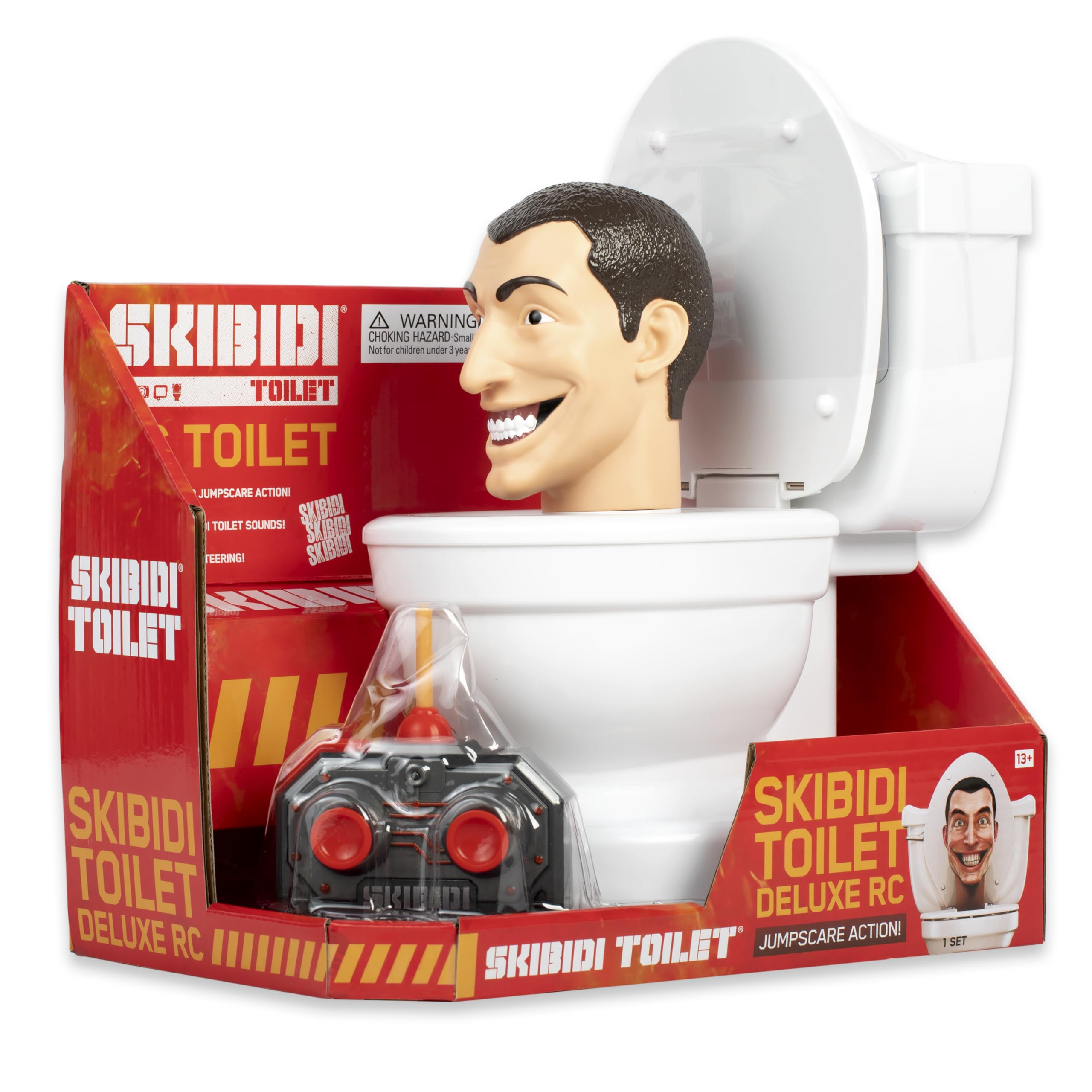 SKIBIDI Toilet Deluxe Toilet RC, YouTube Animation Sensation, pilot zdalnego sterowania, figurka akcji, oficjalnie licencjonowany gadżet toaletowy