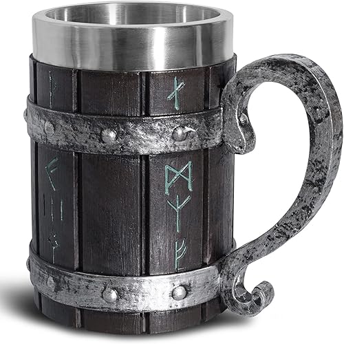 ToyKing Viking - Taza de cerveza de acero inoxidable, tamaño grande, de resina, con dragón, jarra de cerveza, 20 onzas (taza de dragón, verde)
