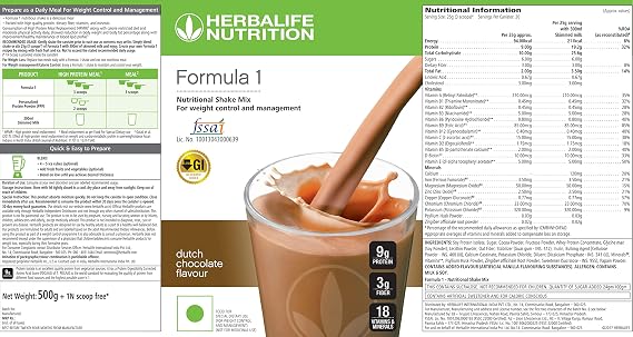 Herbalife Formula 1 Nutritional Shake Mix - (Strawberry, Dutch Chocolate) 500 Grams Each - Pack of 2 - Herbalife Shake - Herbalife Protein Powder - Herbalife Weight Loss - Herbalife Meal Replacement