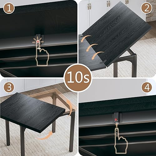 Miniatura 8 de Juego de mesa de comedor para 4, juego de mesa de cocina extensible con cojines y sillas, conjunto de 4, mesa de comedor rectangular con marco de