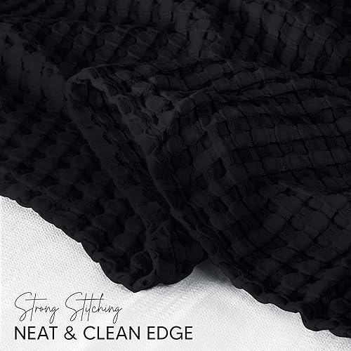 Miniatura 5 de Utopia Bedding Manta de Waffle Negra de Algodón 100% 300 GSM King - 90x108 Pulgadas Manta de Cama Suave Ligera Transpirable para Todas las Estaciones