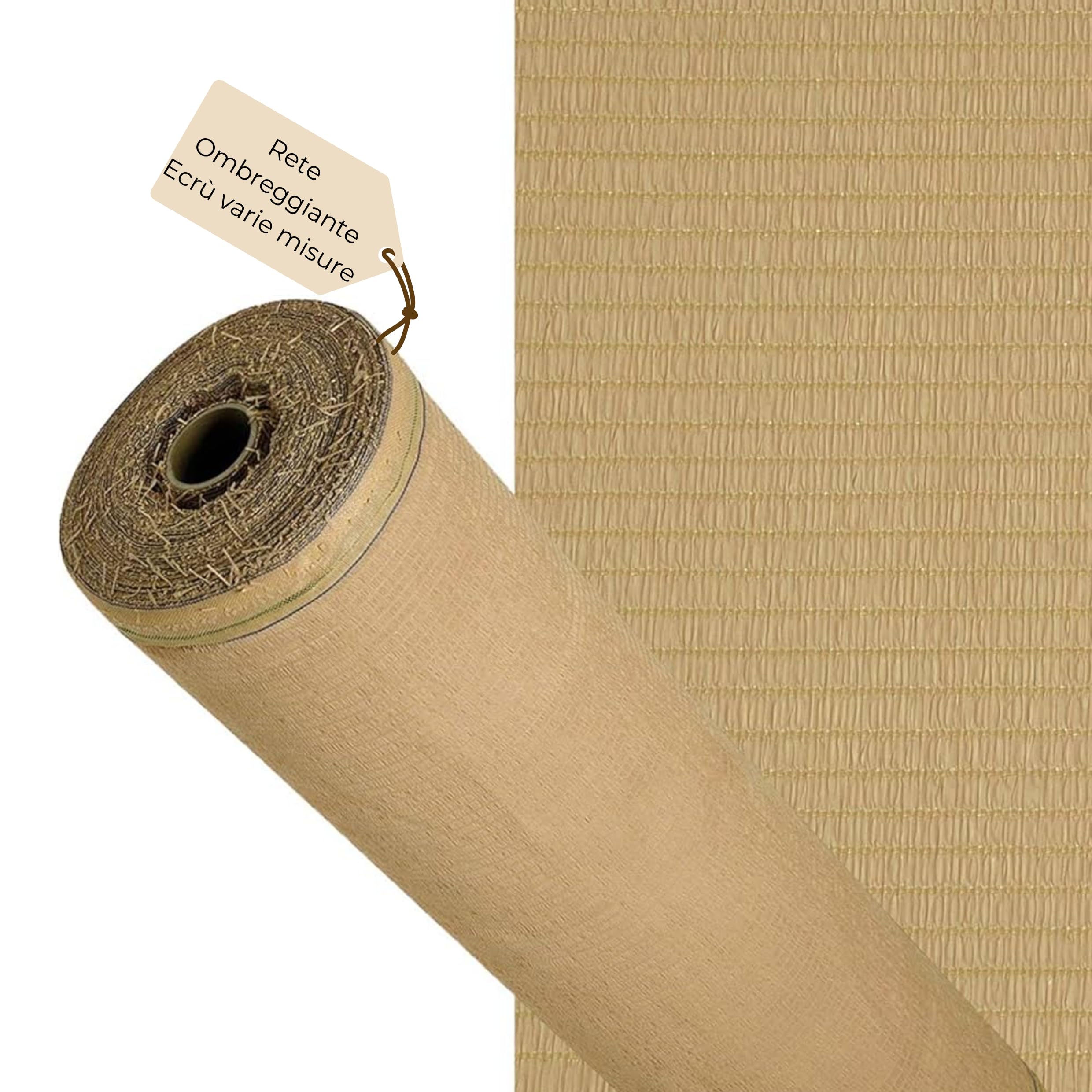 Rete Ombreggiante in Rotolo Varie Dimensioni Telo Rete Frangivista Ecrù 80gr/mq Schermatura 90% in Piattina HDPE con Cimosa e Asole Ideale per Parcheggi,Campeggi,Terrazze,Serre (1,5x50 MT)