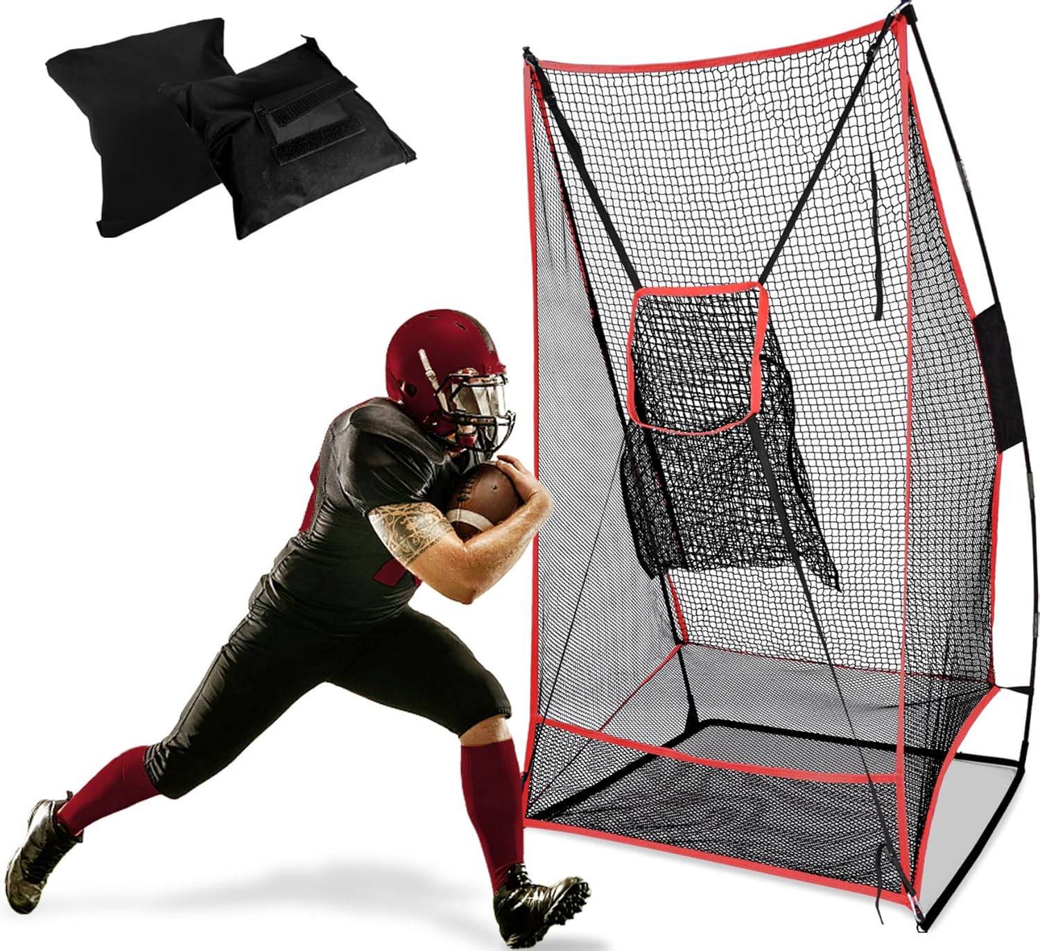 Football Throwing Net with Target Quarterback Football