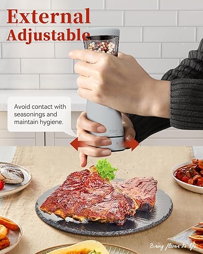 Miniatura 171 de Juego de molinillo eléctrico de sal y pimienta con base de almacenamiento, juego de molinillo de sal y pimienta recargable de acero inoxidable