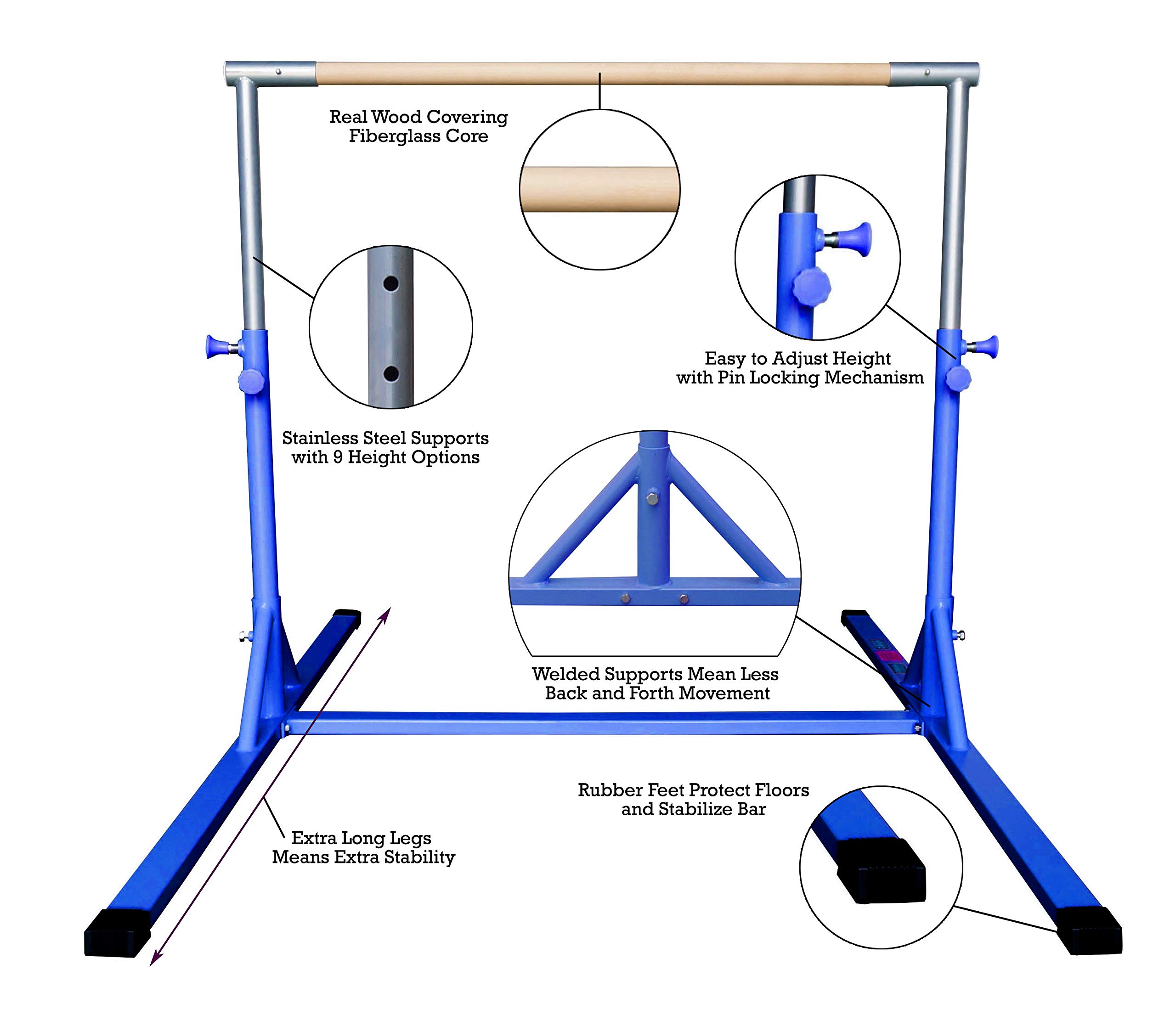 Z Athletic Elite Gymnastics Bar, 4ft x 6ft x 2in Mat, and Off Ground