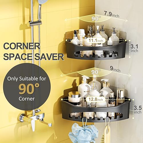 Miniatura 6 de EACONPT Organizador de ducha que ahorra espacio, organizador de ducha esquinero con capacidad para 50 libras, organizador de ducha adhesivo, paquete