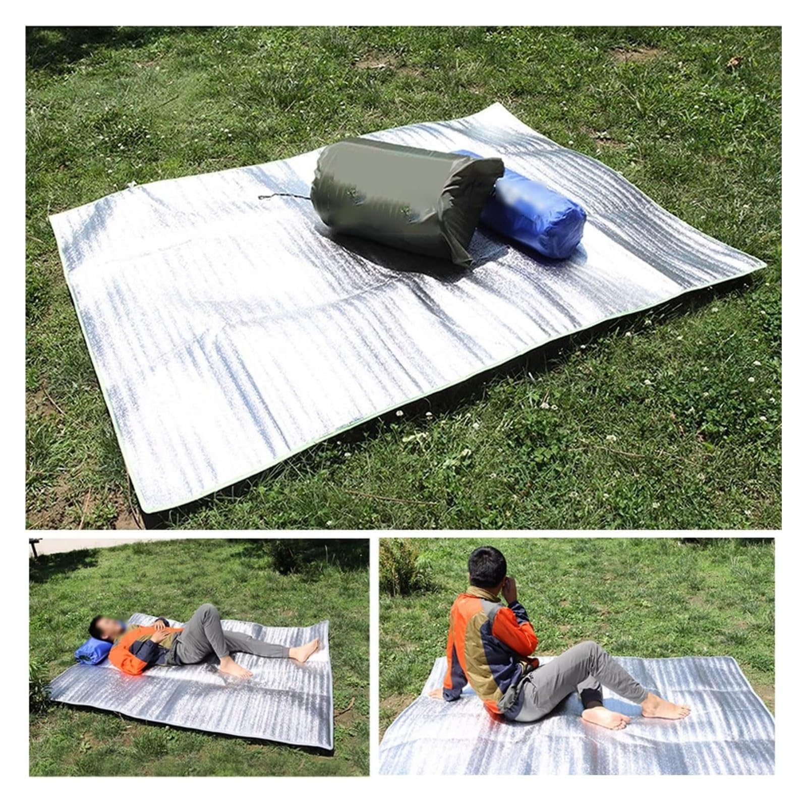 Estera de aluminio para dormir, estera de espuma para acampar, estera aislante de aluminio, alfombra reflectante, alfombra de tienda, alfombra de tierra, alfombra plegable de 7 mm