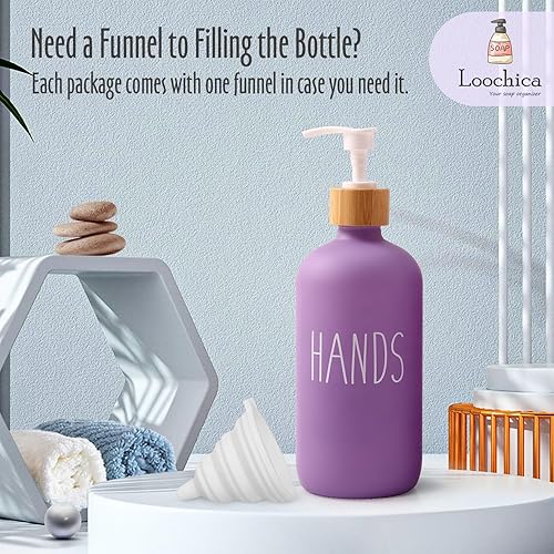 Miniatura 4 de Dispensador de jabón de cocina de vidrio lavanda, dispensador de detergente o dispensador de jabón para manos para fregadero de cocina, dispensador