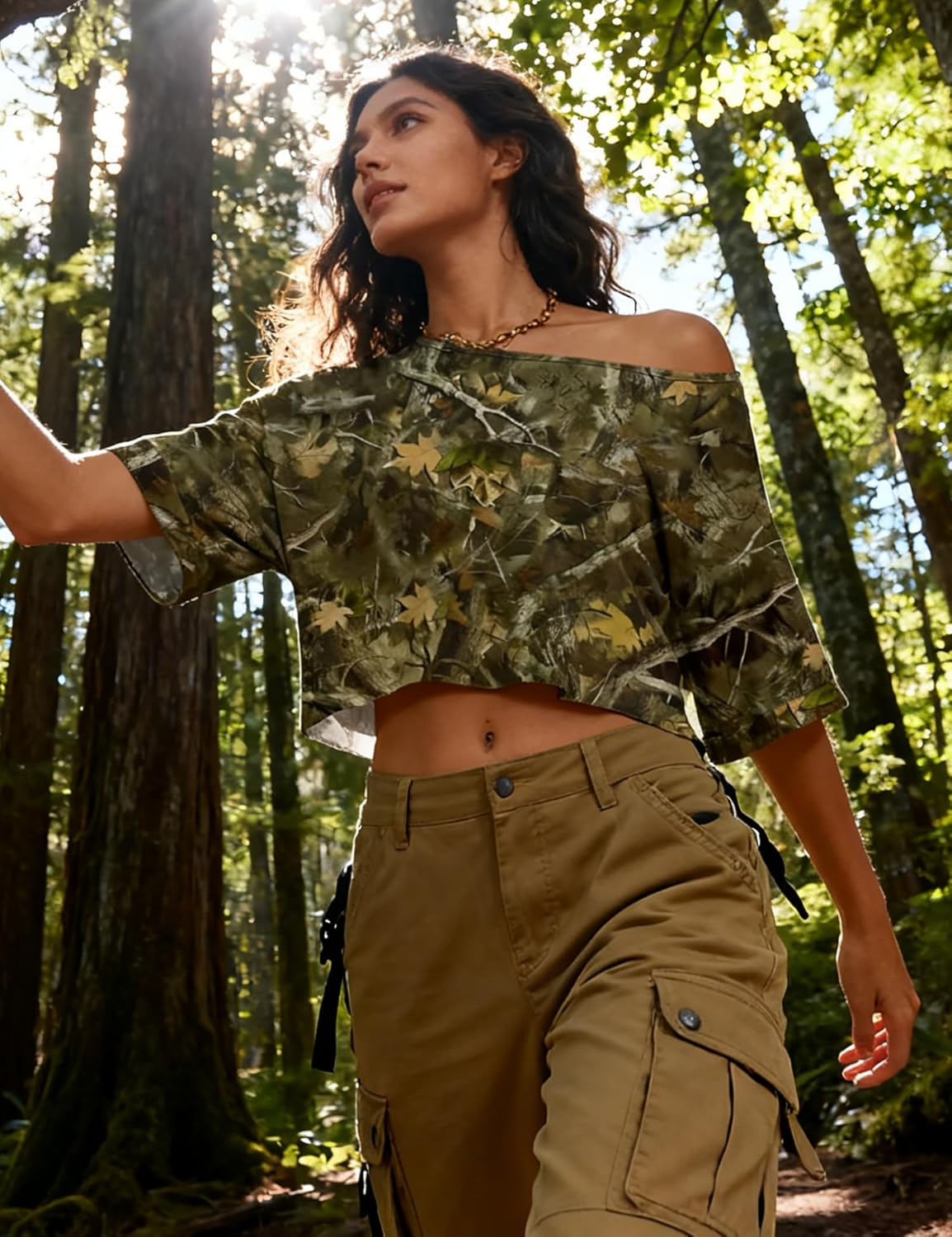 Kistore Off The Shoulder Tops for Women Going Out Short Sleeve Crop Top Boat Neck Loose T Shirt - Image 3