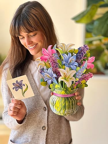 Miniatura 10 de Freshcut Paper Tarjetas desplegables, ramo de flores de papel, tarjetas de felicitación emergentes 3D con tarjeta de notas y sobre, tarjeta de