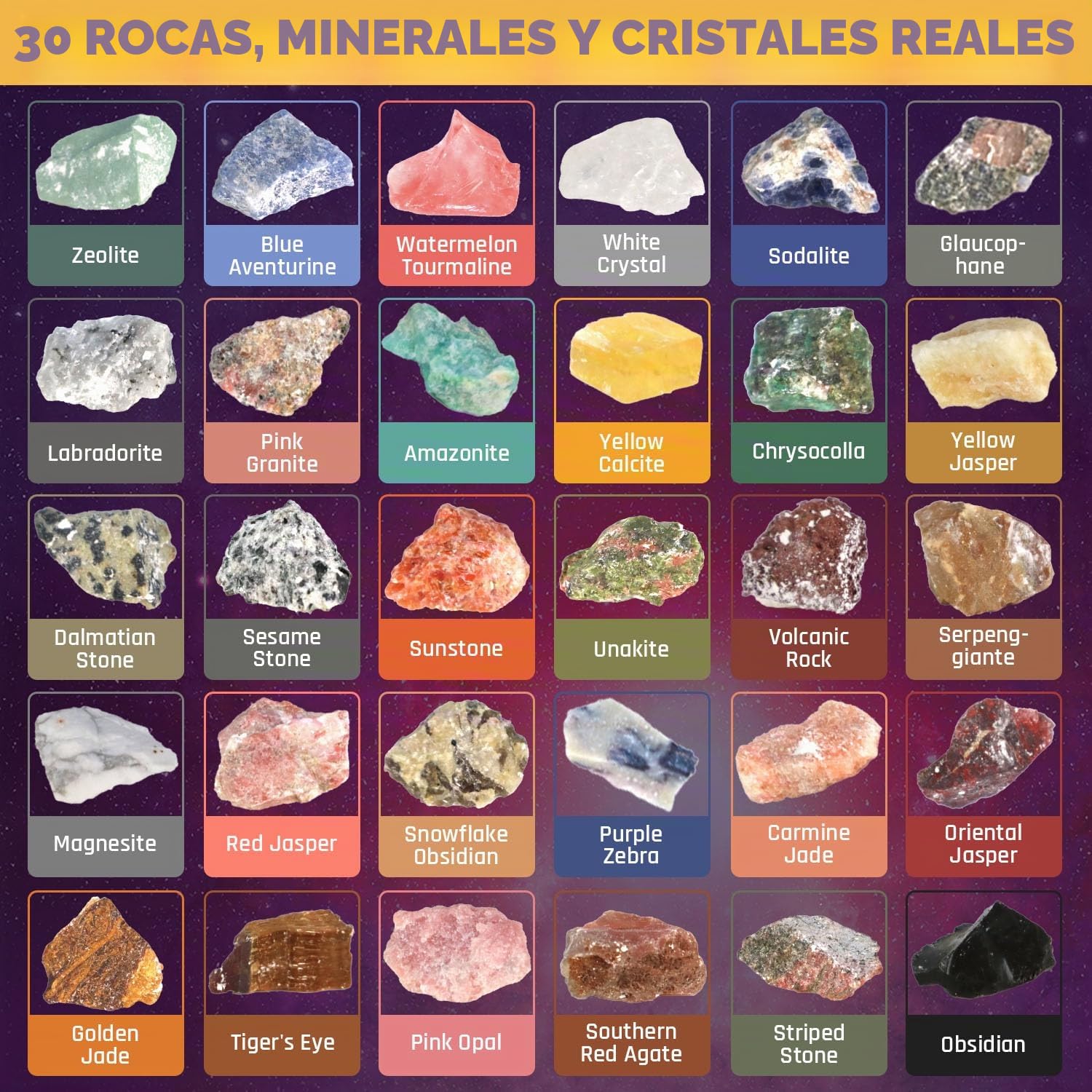 PIBEX Space Explore - Kit de excavación de piedras preciosas, 30 rocas y