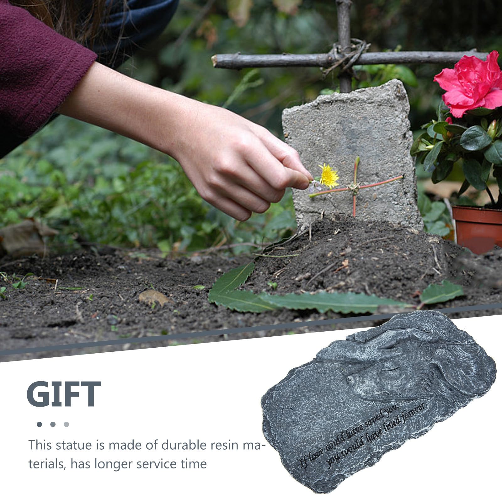 Lápida Conmemorativa para Mascotas de Resina, Decoración de Jardín