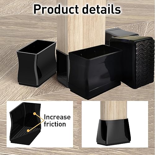 Miniatura 4 de Protectores de suelo rectangulares de 1 x 1.5 pulgadas para patas de silla, almohadillas antideslizantes para muebles, suelos de madera dura,