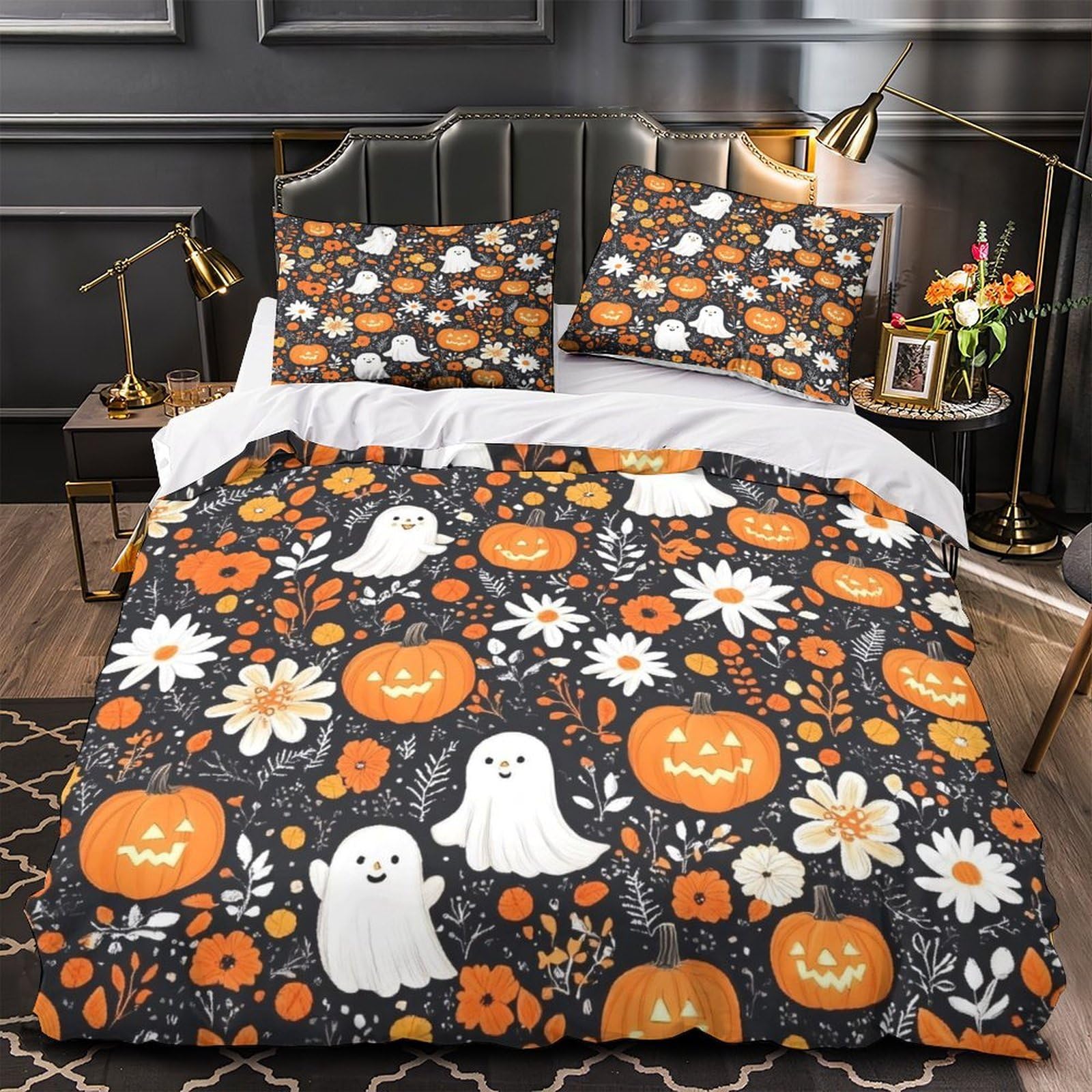 Parure de lit chat d'Halloween 200x200 housse de couette microfibres