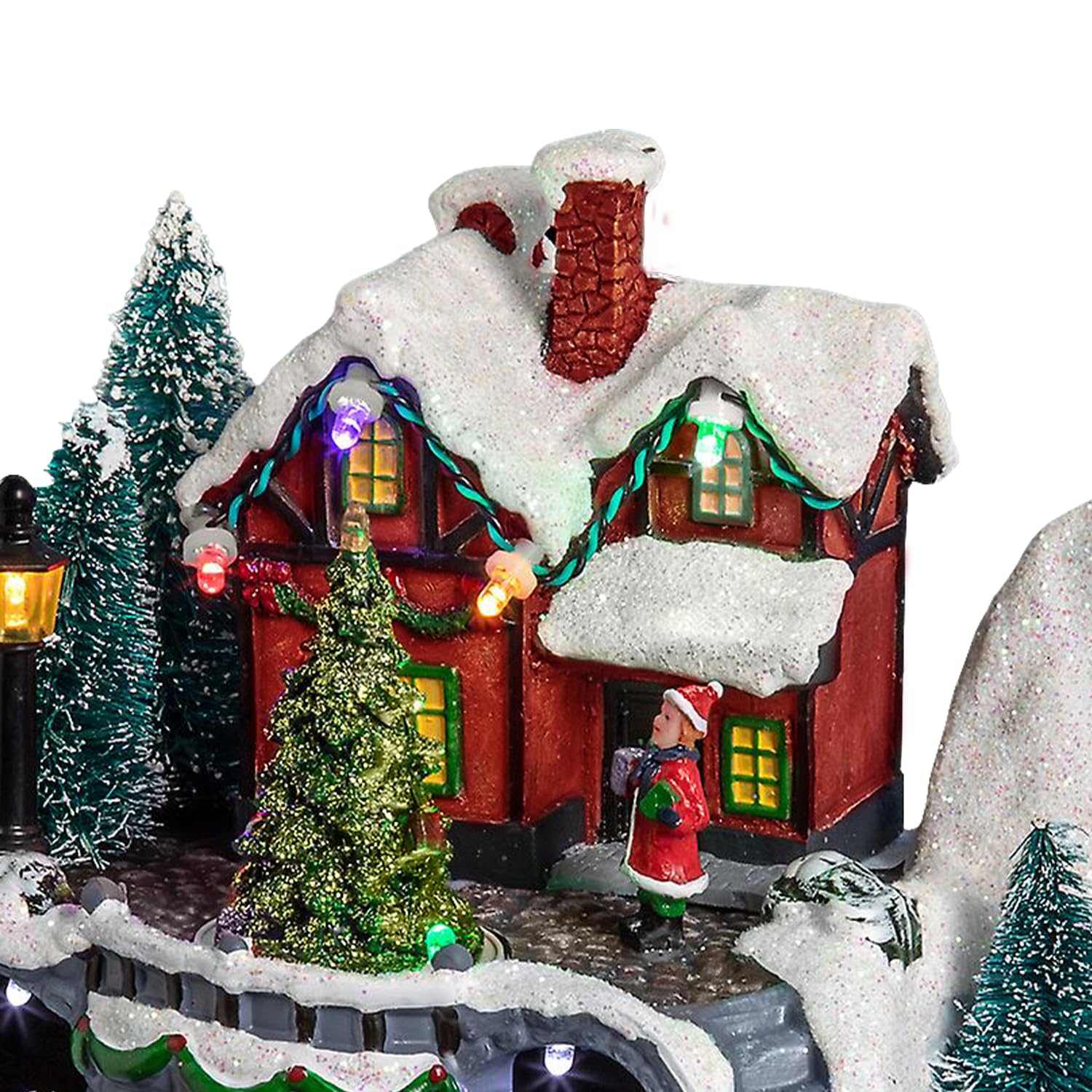 Avilia Pueblo de Navidad | Caja de música navideña | Pueblo navideño en Movimiento con música y Luces | Decoraciones navideñas con Luces Brillantes y melodías Encantadoras