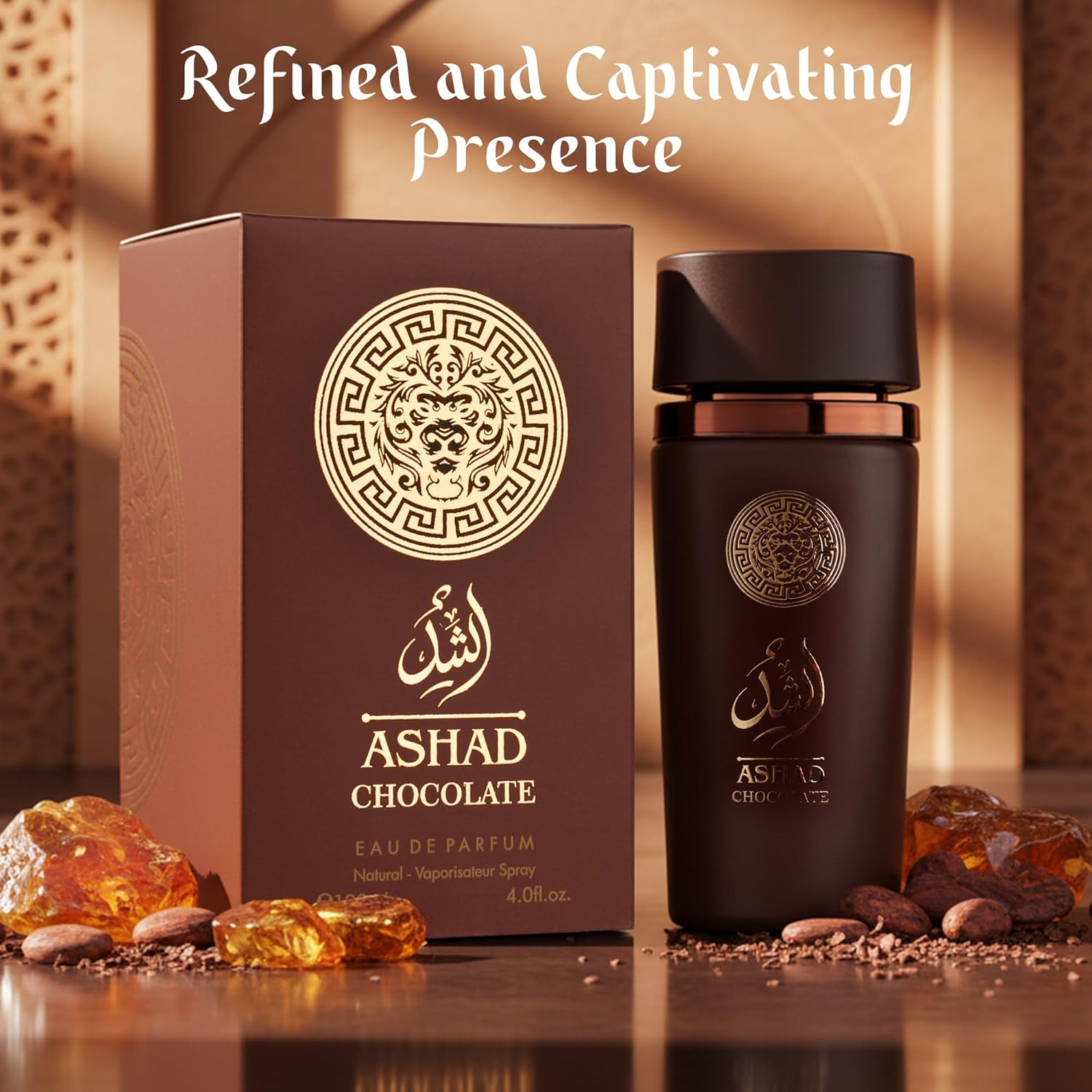 SAADAH Ashad Chocolate Eau De Parfum for Men 4.0 Fl.oz, 120ml Oriental Spicy Gourmand Cologne, Bold Pink Pepper Lavender Cacao, Bourbon Vanilla Amber Vetiver, Long Lasting Masculine Luxury Fragrance - Image 3