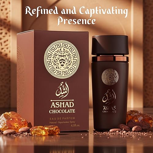Miniatura 3 de SAADAH Ashad - Eau de Parfum de chocolate para hombres, 4.0 onzas líquidas, 4.1 fl oz de colonia oriental picante gourmand, pimienta rosa intensa y