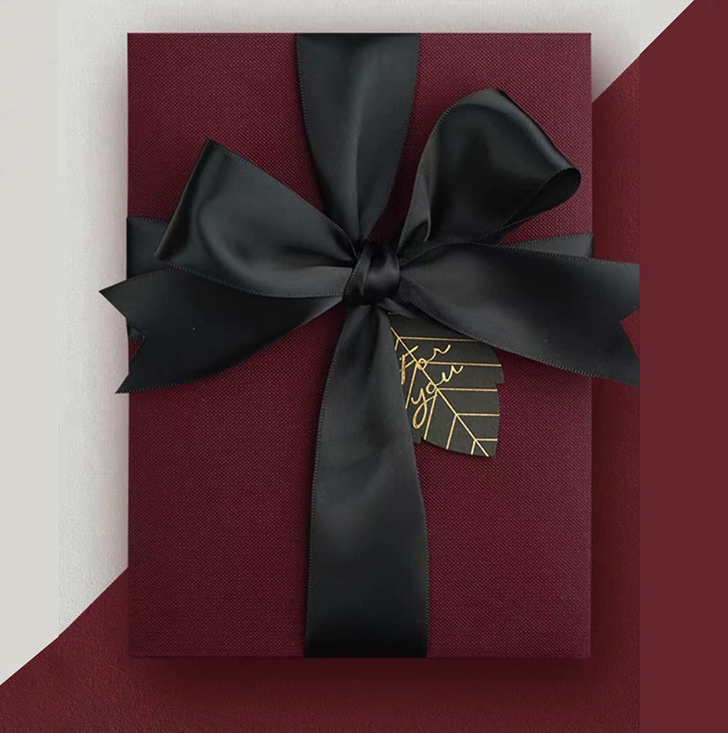 Nastro Rotolo da 50 mm in Doppio Raso Nero Bobina da 25 metri Nastrino Spessore 5 cm per Matrimonio Battesimo Natale Capodanno Idea Regalo Bomboniera