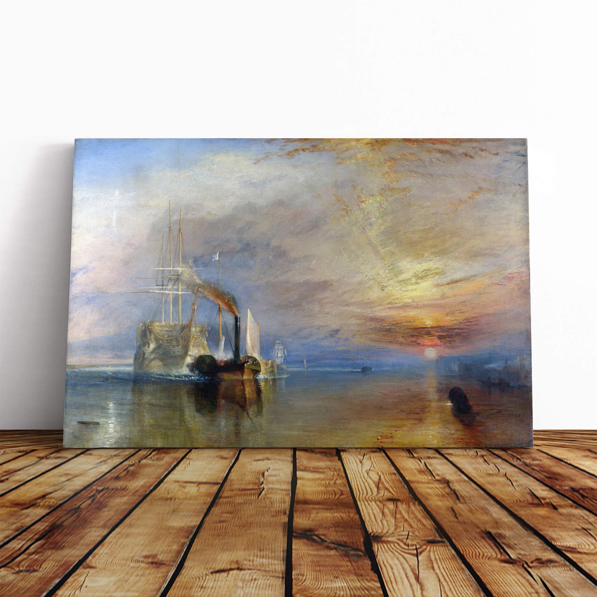 Joseph Mallord William Turner The Fighting Temeraire Canvas Print | Gallery Wrapped 30mm Frame Wall Art | 24x16 inches | Ready to Hang | Modern Picture | Living Room Bedroom Lounge Office