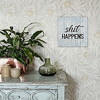 Vista 6 de Letrero decorativo de madera con texto en inglés "Shit Happens", con frase en inglés "Shit Happens", decoración para colgar en la pared para baño
