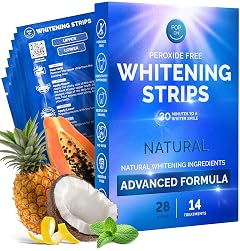 Whitening Strips for Sensitive Teeth Enamel Safe Peroxide-Free Coconut Oil Teeth Whitening Strips with Natural Enzymes Gentle White