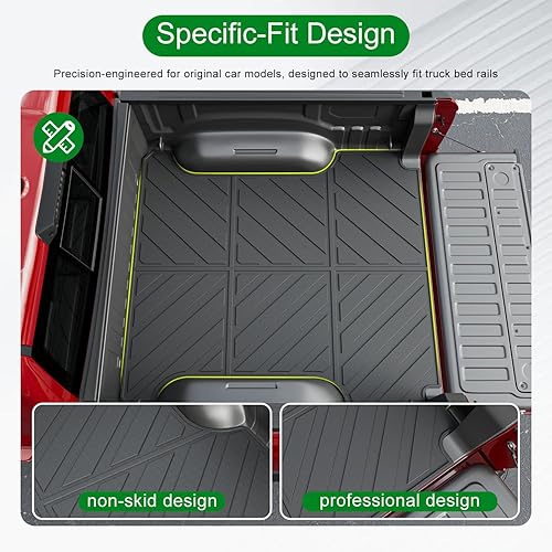 Miniatura 2 de Xipoo Tapete para caja de camioneta compatible con Dodge Ram 1500 2019-2024, tapete de cama de 5.7 pies de TPE de repuesto para accesorios Dodge Ram