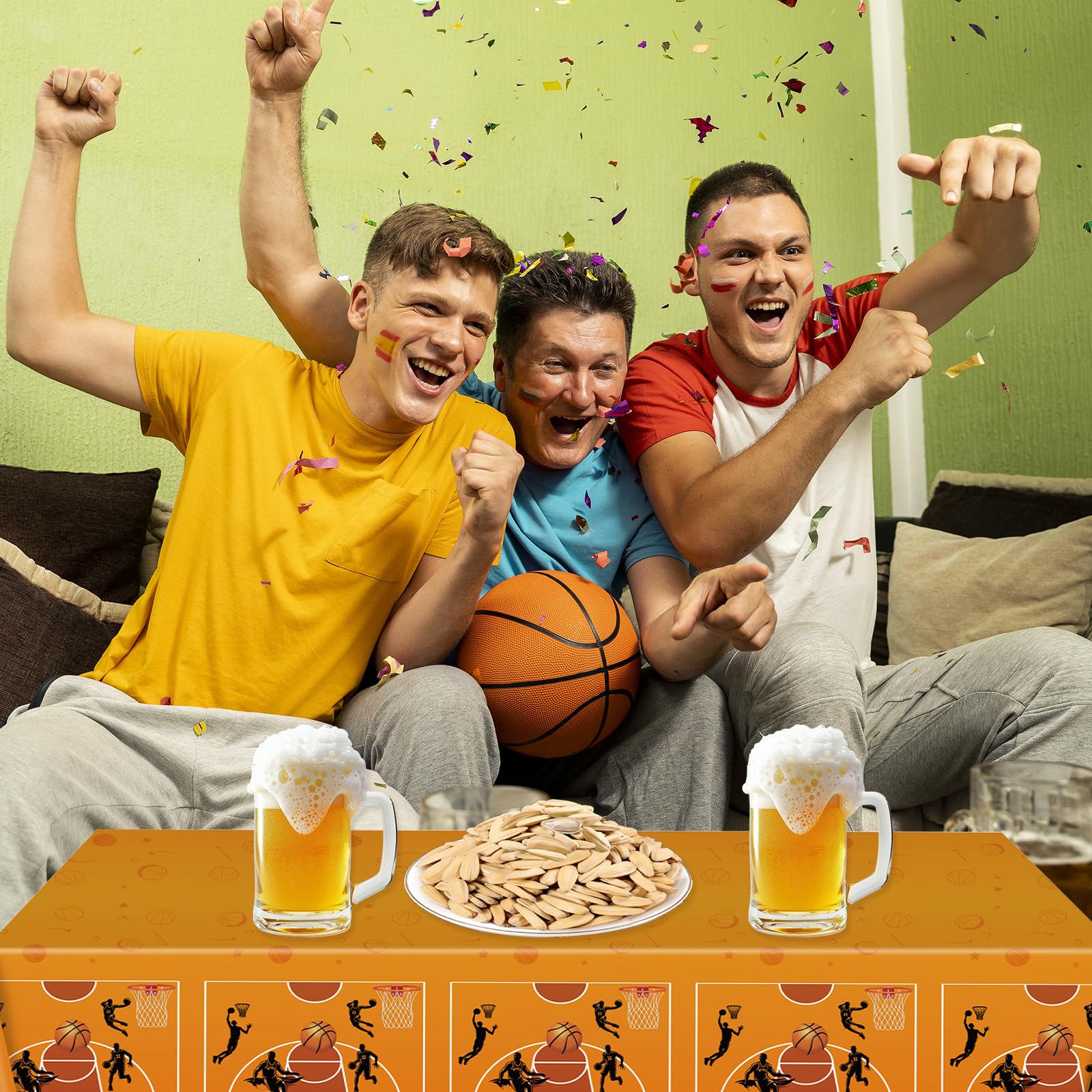 Basketball Tablecloths 54x108 Inches - Sports Theme Party Decorations For Basketball Parties