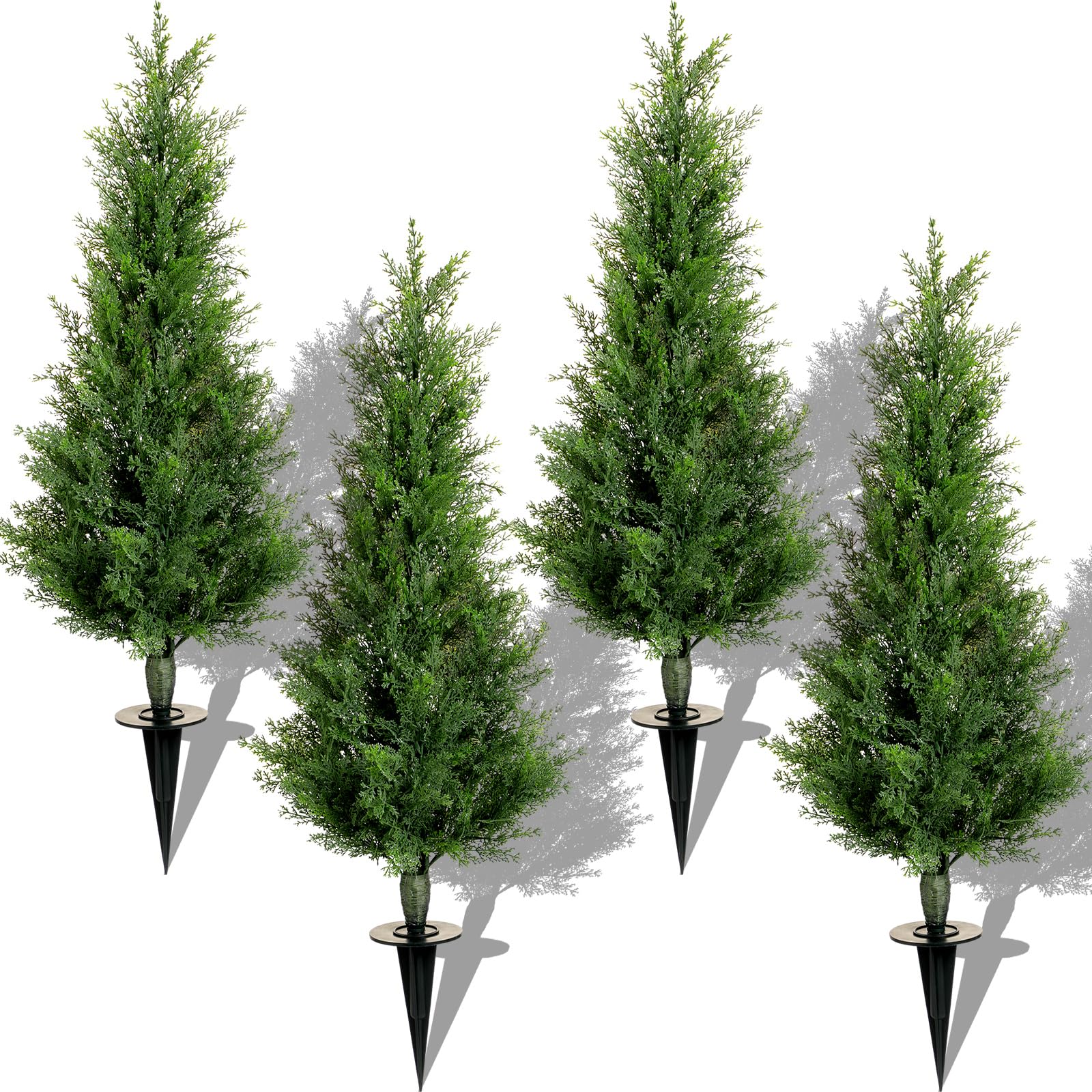 4 Set 3 ft Artificial Cedar Trees with Ground Spike UV Resistant ...