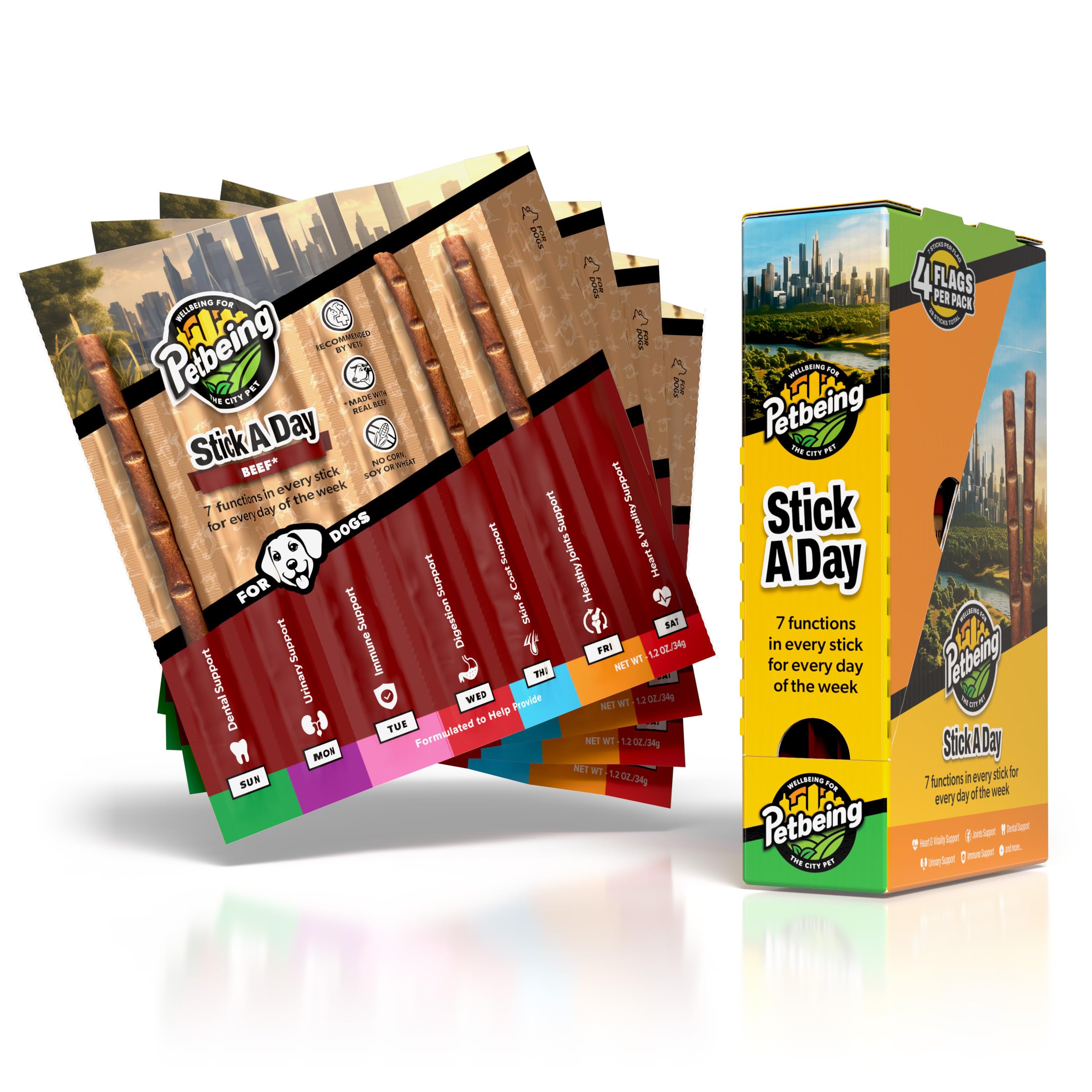 PETBEING Stick a Day for Dogs | Specially Formulated 7-in-1 Functions Daily Real Meat Supplement for Dogs | Dog Chew Stick & Pet Vitamins Supplements