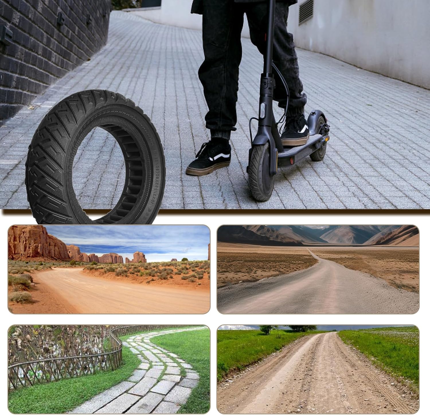 10x3 Solid Tire, 80/65-6 255x80 Tires Replacement, 10 inch Scooter Tubeless Solid Tire, for Varla Eagle One/Yume y10/Zero 10x/Nanrobot D4 D6 Electric Scooter (2 Pack)