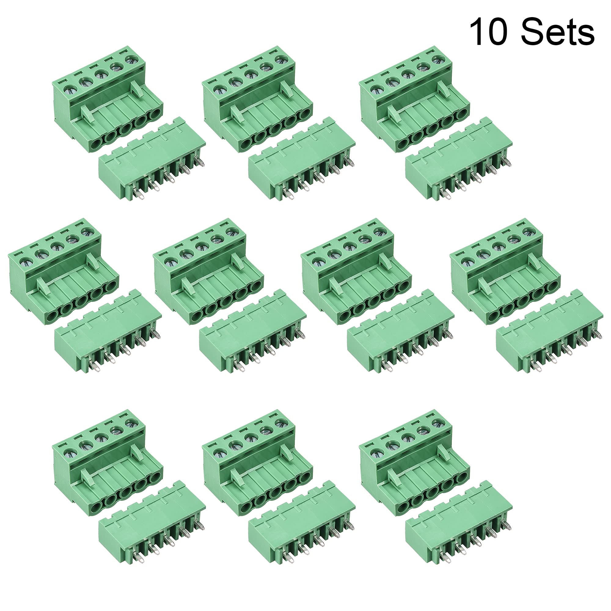uxcell 5-Pin 5.08mm Pitch Male Female PCB Screw Terminal Block 10 Sets