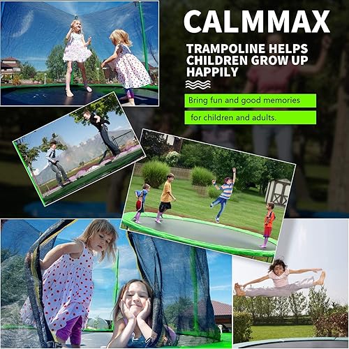 Miniatura 3 de CalmMax Trampolín de 12 pies, 14 pies, 15 pies y 16 pies, tipo reforzado trampolín con cierre de seguridad, aprobado por ASTM, trampolín combinado