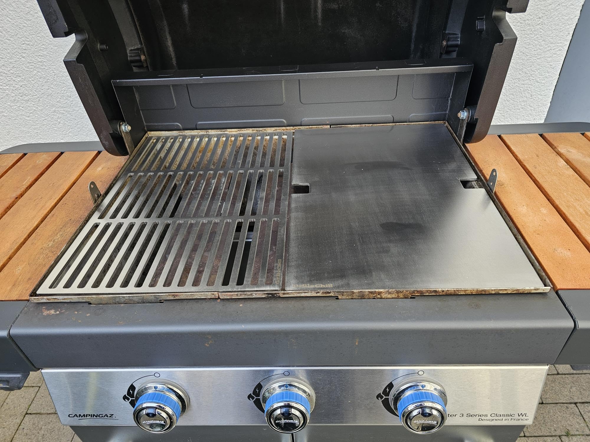 Ruszt do grillowania + płyta grillowa Plancha stal szlachetna V2A 1.4301 pasuje do Grills CAMPINGAZ 3 Series Classic/Premium/Woody/Master