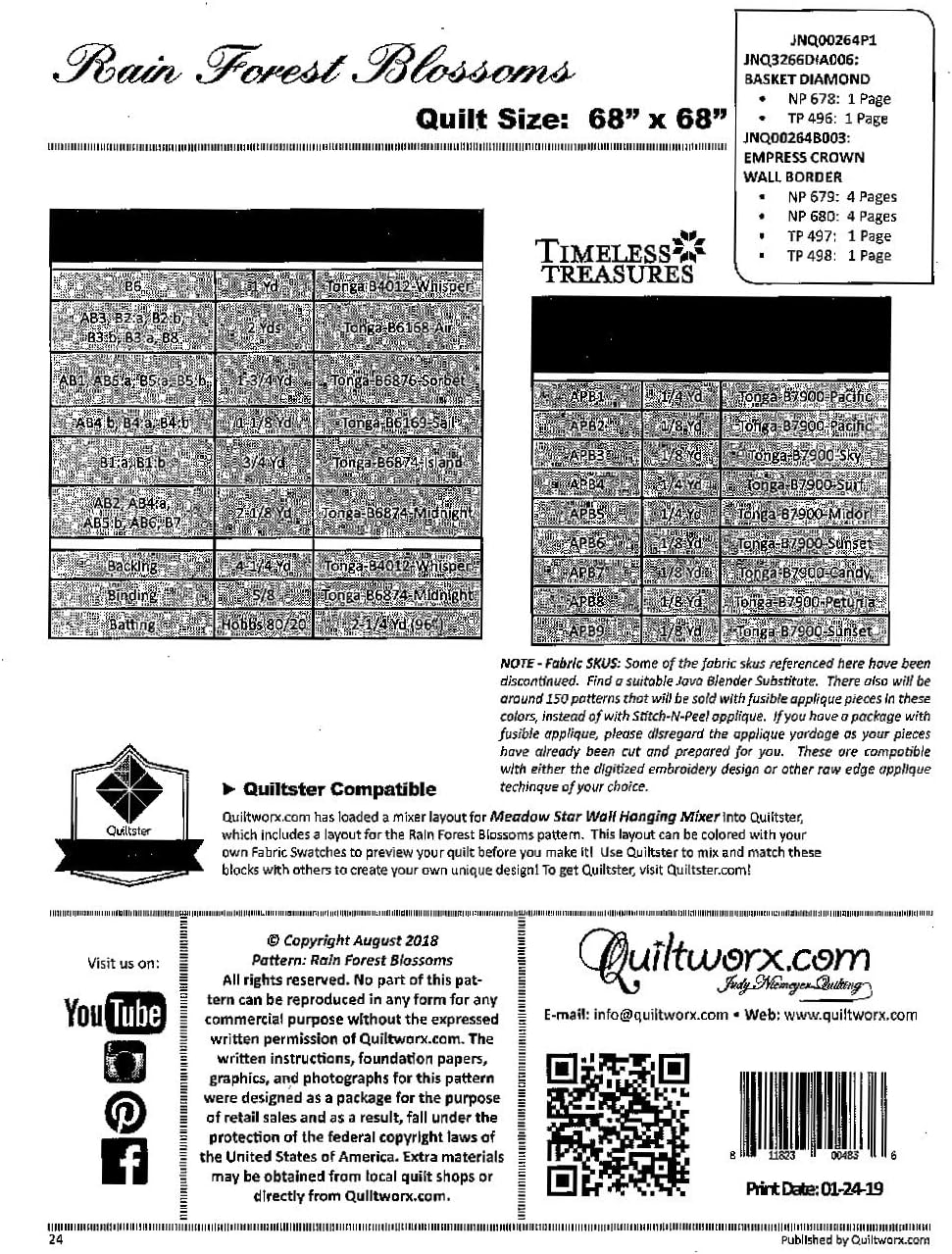 Quiltworx - Judy Niemeyer Quilting Rain Forest Blossoms Pattern