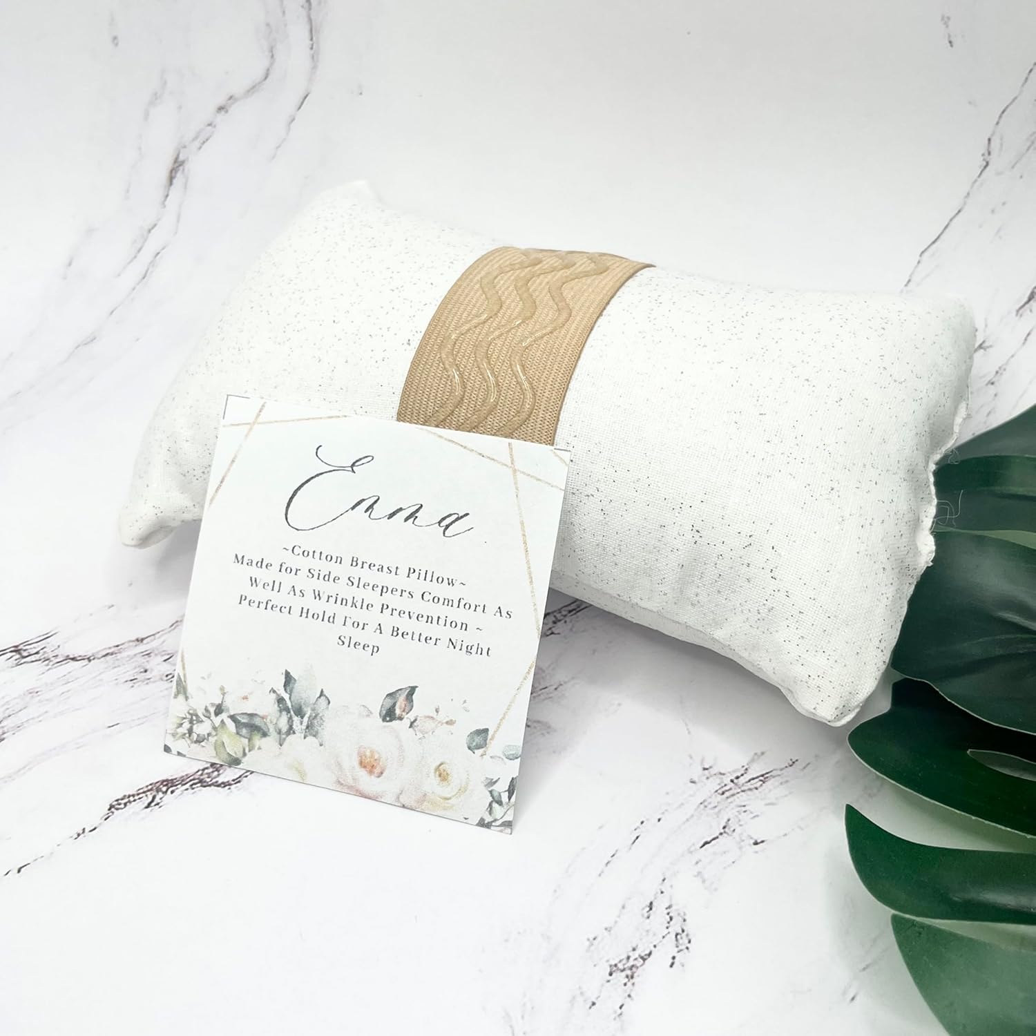 Strapless Handcrafted in The USA Cotton Breast Pillow for Woman Side Sleeper Chest Relief Pillow While Sleeping with Anti Aging in Wrinkle Prevention (White Glitter, Large DD/E, DDD/F & G Cup)