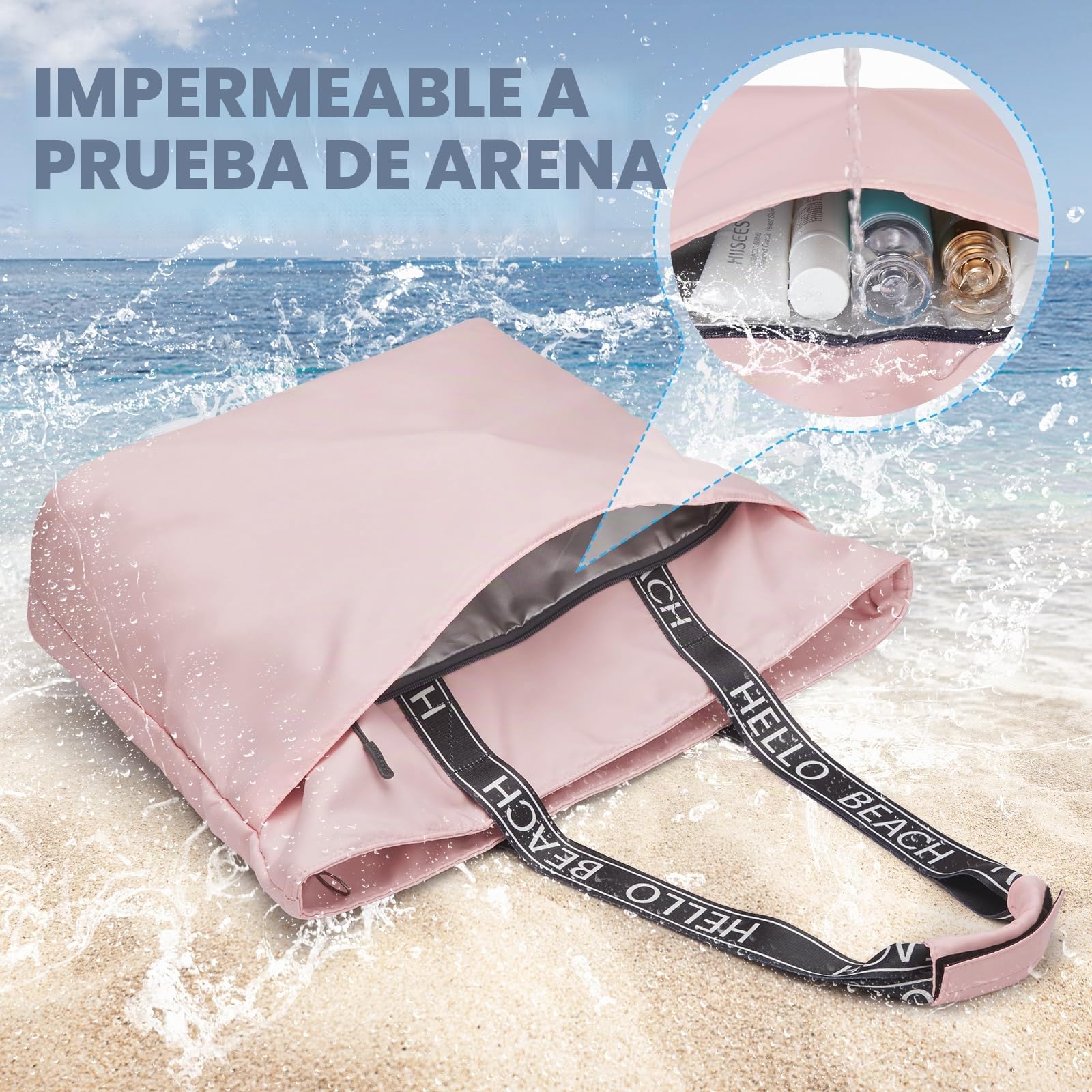 G4Free Bolsa de playa impermeable a prueba de arena bolsa de hombro bolsa de playa grande bolsa de deporte bolsa de compras para mujer