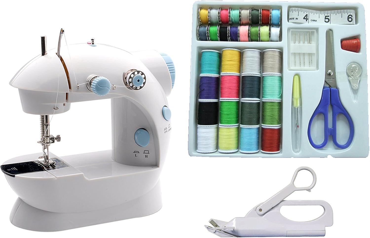 Michley LSS-202Combo Lil LSS-202 Combo Mini Sewing Machine, Electrical, 2-Speed, White