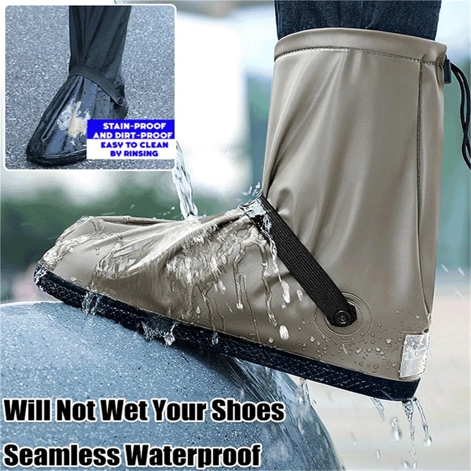 Funda Impermeable for Zapatos de Lluvia, Reutilizable, for Motocicleta, Ciclismo, Bicicleta, Botas de Lluvia de Silicona, a Prueba de Lluvia para Días de Lluvia y Nieve(Coffee,M)