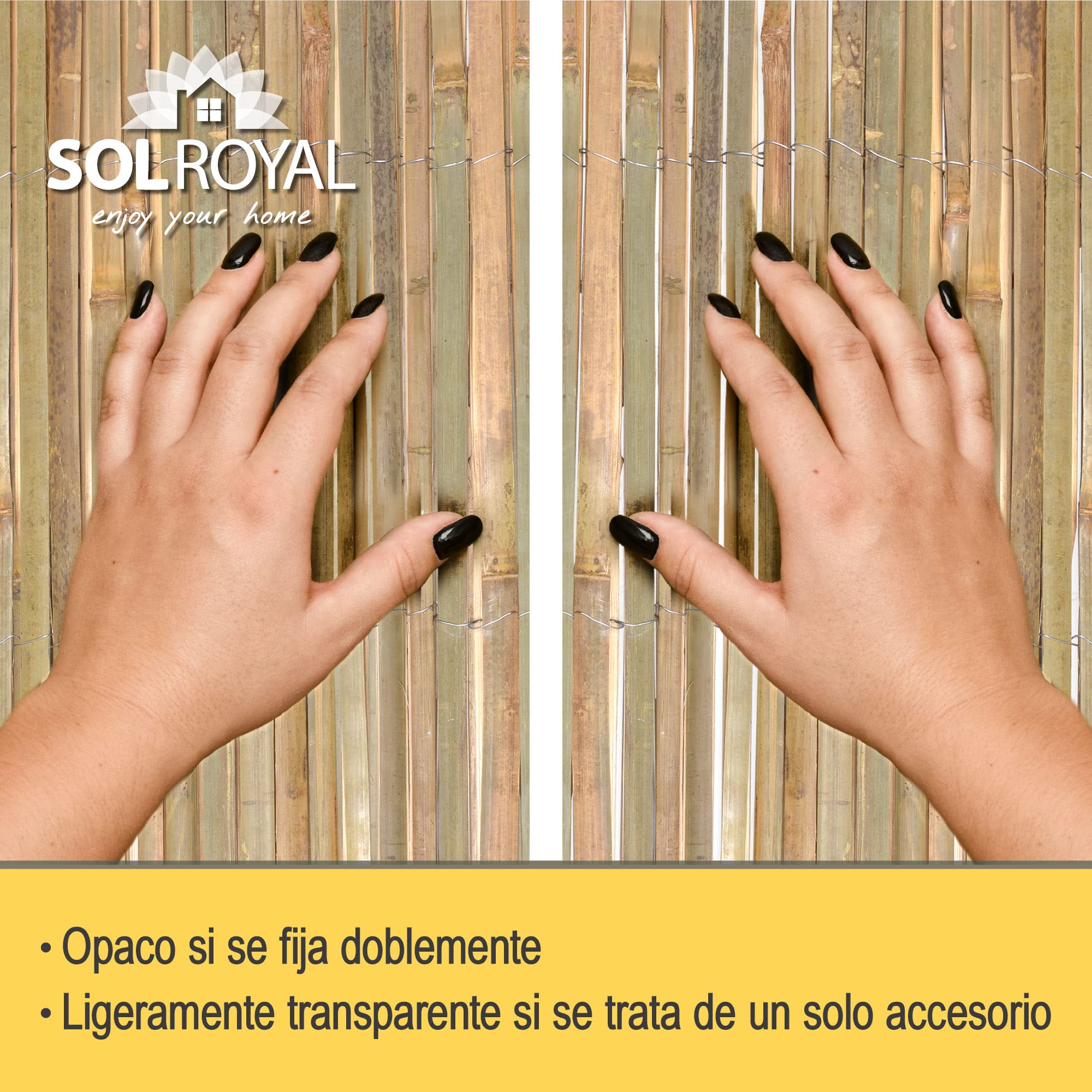 Sol Royal FSC® Valla de Protección Bambú Natural 200x600 cm – Visual y Viento de Caña Balcones Terrazas y Jardín – Robusto Biombo de Bambú Resistente a la Intemperie – SolVision B89
