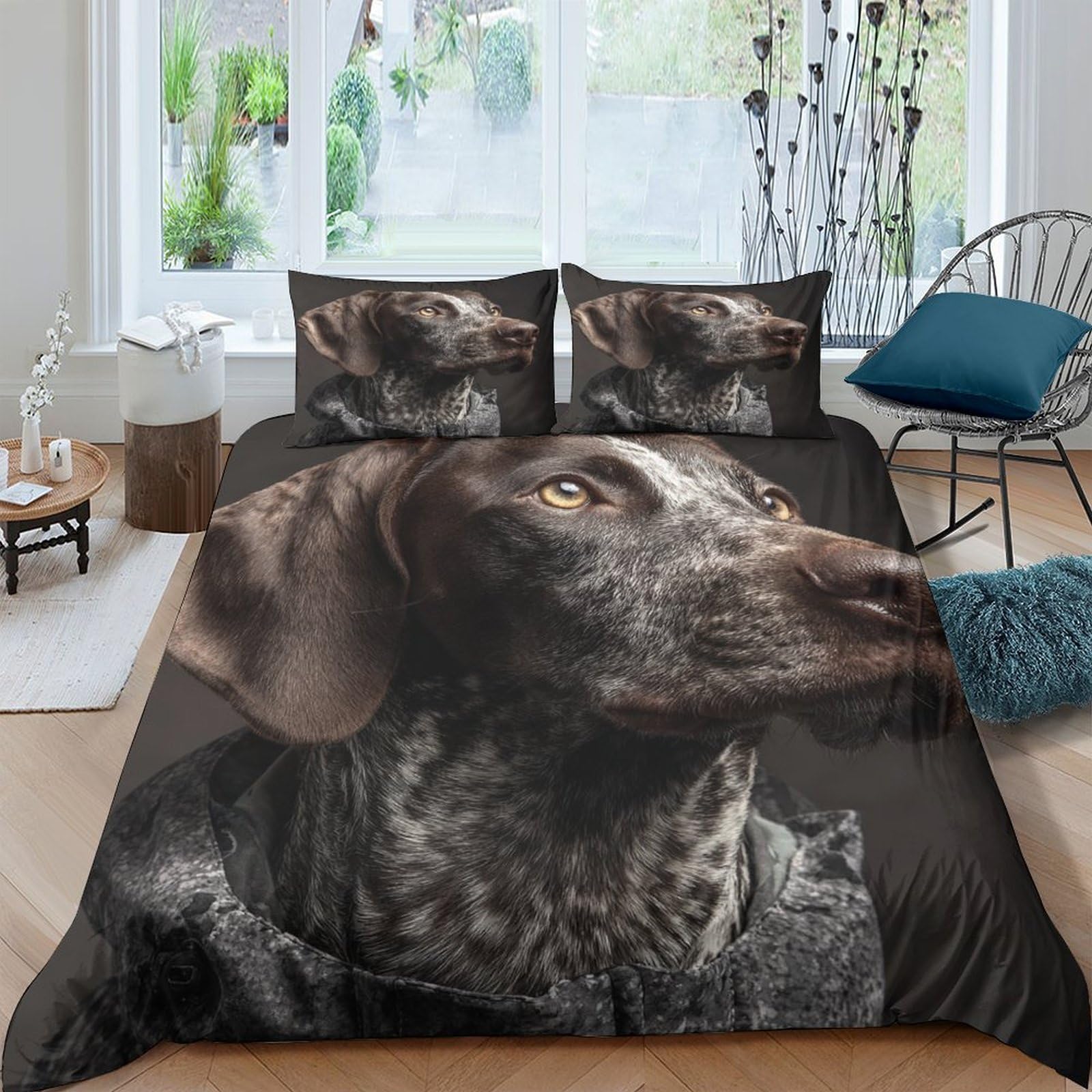 Ctjqhvkz Style-8 3D Printed Brown Dog Portrait Fitted Sheet Microfiber Soft Mattress Cover For Bedroom Dorm Bed Decoration Single（135X200cm）