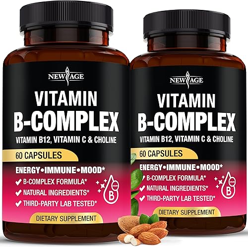 Complejo de vitamina B para hombres y mujeres - Hecho en Estados Unidos - Complejo B B1, B2, B3, B5, B6, B7, B8, B9, B12 con vitamina C, colina,