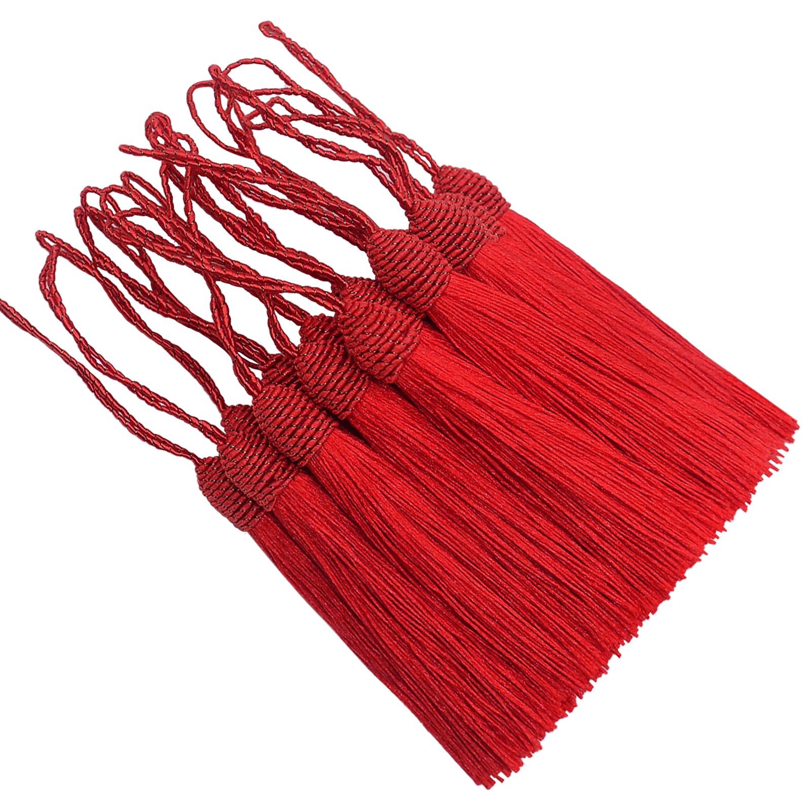 Silky Bookmark Tassels DIY Craft: 20pcs Small Handmade Pendant for Projects Supply, Sewing, Key, Garlands Trim, Keychains, Bags, Earrings Jewellery Making and Home Furniture Decor (Red)