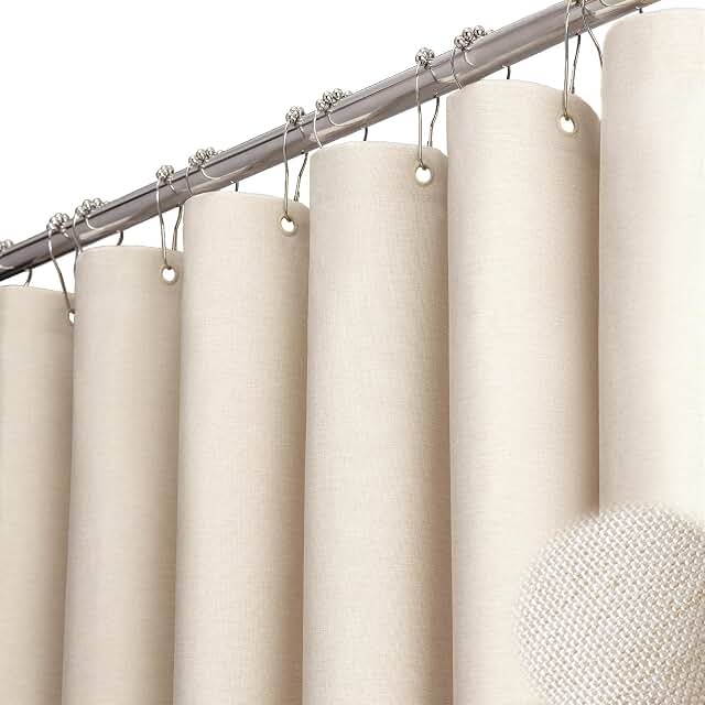 BTTN Linen Textured Shower Curtain Set